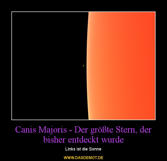 Canis Majoris - Der größte Stern, der bisher entdeckt wurde – Links ist die Sonne 