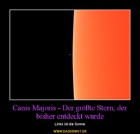 Canis Majoris - Der größte Stern, der bisher entdeckt wurde – Links ist die Sonne 