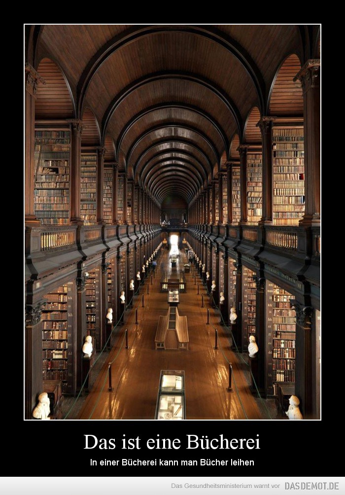 Das ist eine Bücherei – In einer Bücherei kann man Bücher leihen 