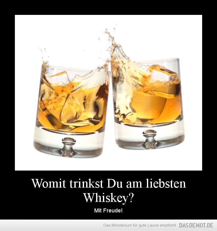 Womit trinkst Du am liebsten Whiskey? – Mit Freude! 